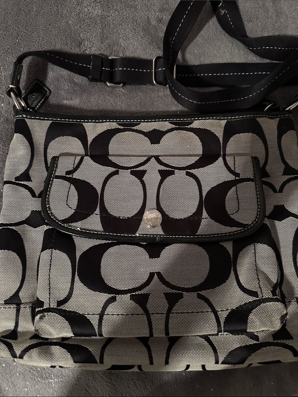 Coach Black and Gray Signature Crossbody Shoulder Bag
